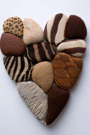 Assortment of decorative stones in various shapes and patternsの素材