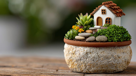 miniature house and succulent gardenの素材