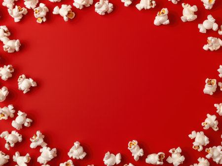 Popcorn frame on red backgroundの素材