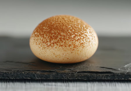 Close-up of a textured melon on a wooden surfaceの素材