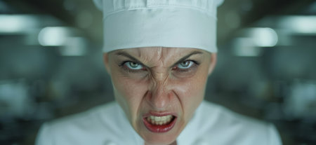 Angry chef with intense expressionの素材