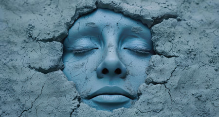 Icy face with closed eyesの素材