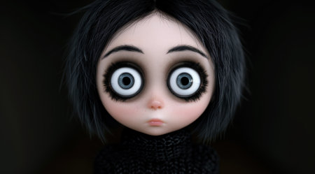 creepy doll with large eyesの素材