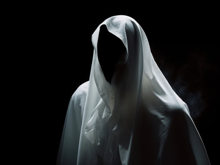 Mysterious ghostly figure in the darkの素材