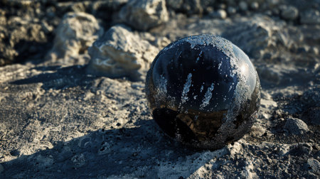 Frozen sphere on rocky surfaceの素材