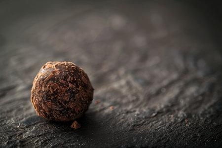 Decadent chocolate truffle on dark backgroundの素材