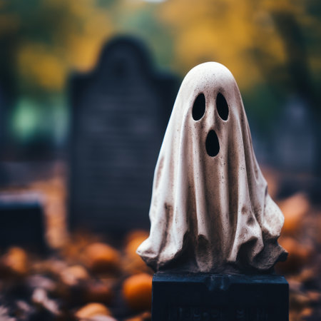 ghostly figure in autumn leavesの素材