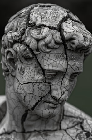 Cracked and weathered stone sculptureの素材