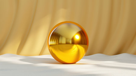 Reflective glass sphere on a white surfaceの素材