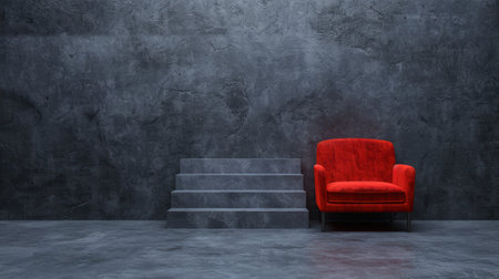 modern minimalist interior design with red armchairの素材