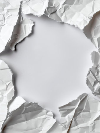Crumpled white paper background with copy spaceの素材