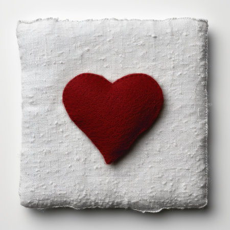 red heart on white fabricの素材
