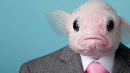 Serious fish in business attireの素材