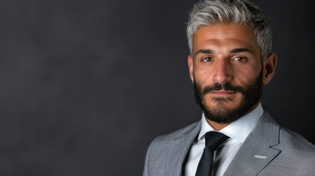 Confident businessman with beard in suitの素材