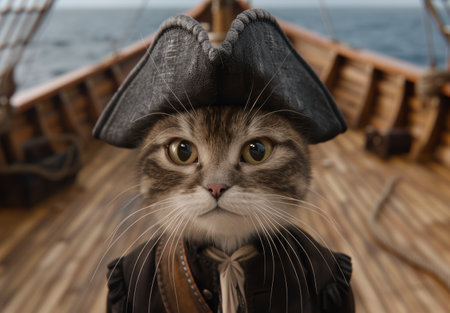 pirate cat wearing tricorn hatの素材