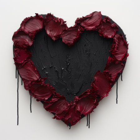 Dramatic heart-shaped painting in dark colorsの素材