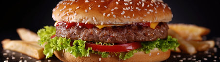 Delicious Cheeseburger with Friesの素材