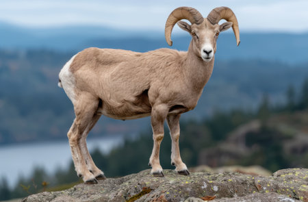 Majestic mountain goat standing on rocky outcropの素材