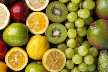 Assortment of fresh, colorful fruitsの素材