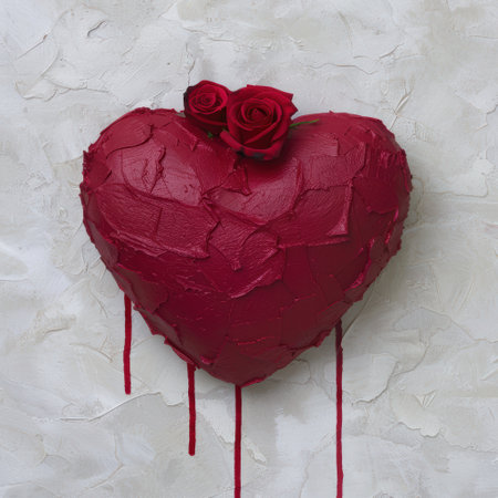 red rose heart on textured backgroundの素材