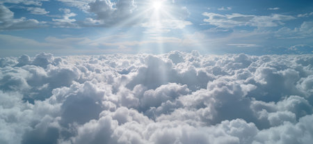 Dramatic cloudy sky with sunlightの素材