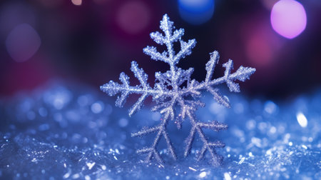 Sparkling snowflake on winter backgroundの素材