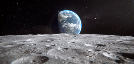 View of the Earth from the surface of the Moonの素材