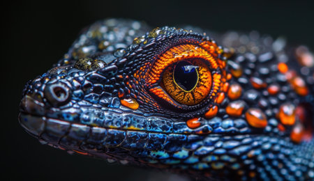 Vibrant close-up of a colorful gecko's eyeの素材