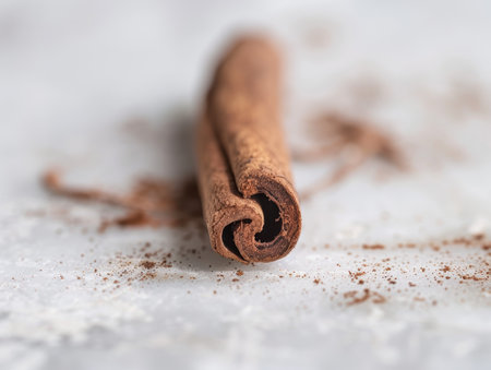 Cinnamon stick on white backgroundの素材