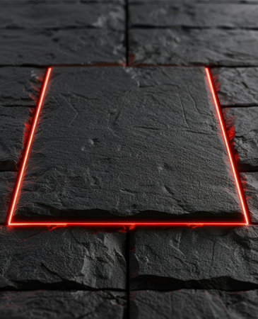 dark abstract background with glowing red linesの素材