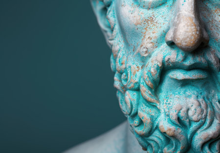 Close-up of a weathered bronze statueの素材