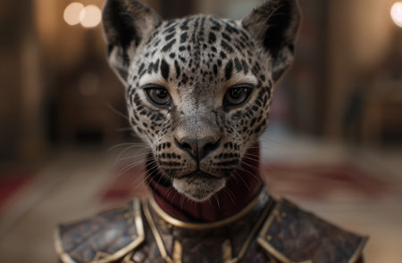 close-up portrait of a leopardの素材