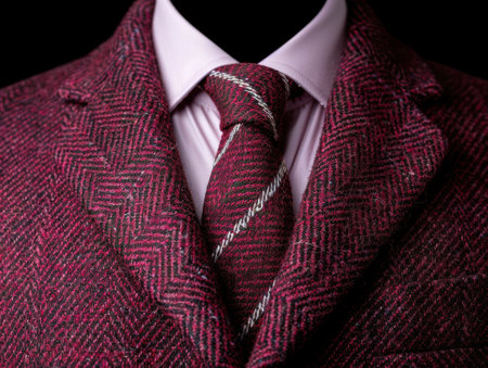 Stylish men's fashion with patterned suit jacket and tieの素材