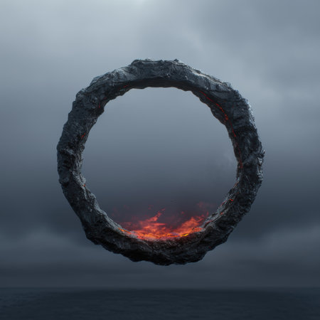 Dramatic fiery portal in the skyの素材