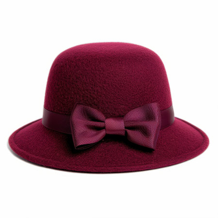 Burgundy felt hat with bowの素材