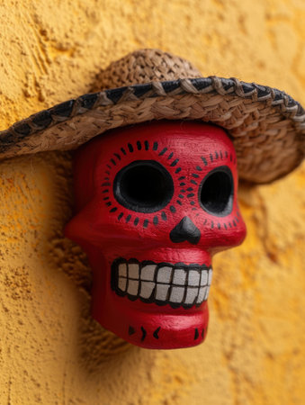 Vibrant Mexican skull figurineの素材