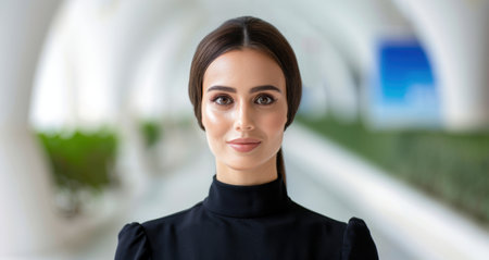 confident businesswoman in black outfitの素材