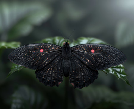 Stunning black butterfly with intricate wing patternsの素材