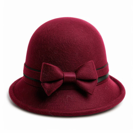 Elegant burgundy felt hat with bowの素材