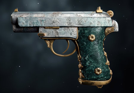 Antique ornate pistol with intricate metalworkの素材