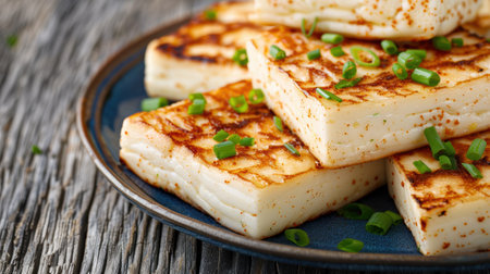 Delicious grilled tofu with green onionsの素材