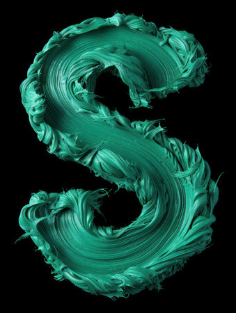 Swirling abstract green paintの素材