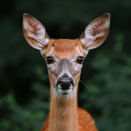 Close-up portrait of a curious deerの素材