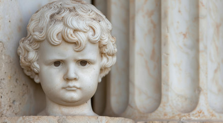 Antique marble statue of a young boyの素材