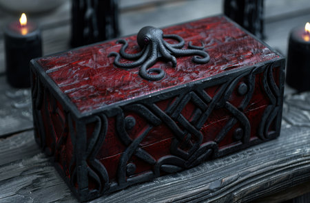 Mysterious occult box with octopus designの素材