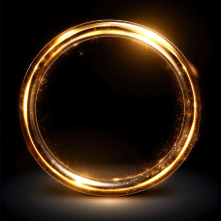 Glowing golden circular light frameの素材