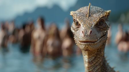 Close-up of a curious reptileの素材