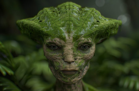 mystical forest creature with green foliageの素材