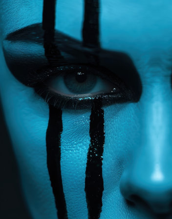 Dramatic close-up of a human eyeの素材