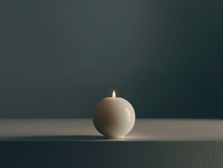 Minimalist candle on dark backgroundの素材